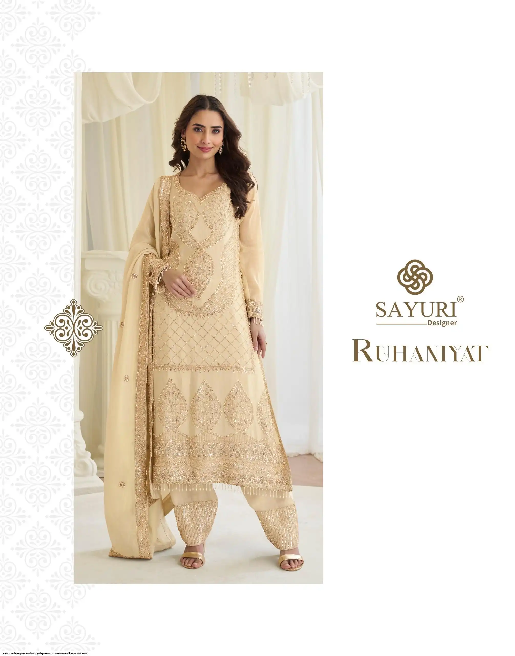 SAYURI DESIGNER RUHANIYAT PREMIUM SIMAR SILK SALWAR SUIT 10279