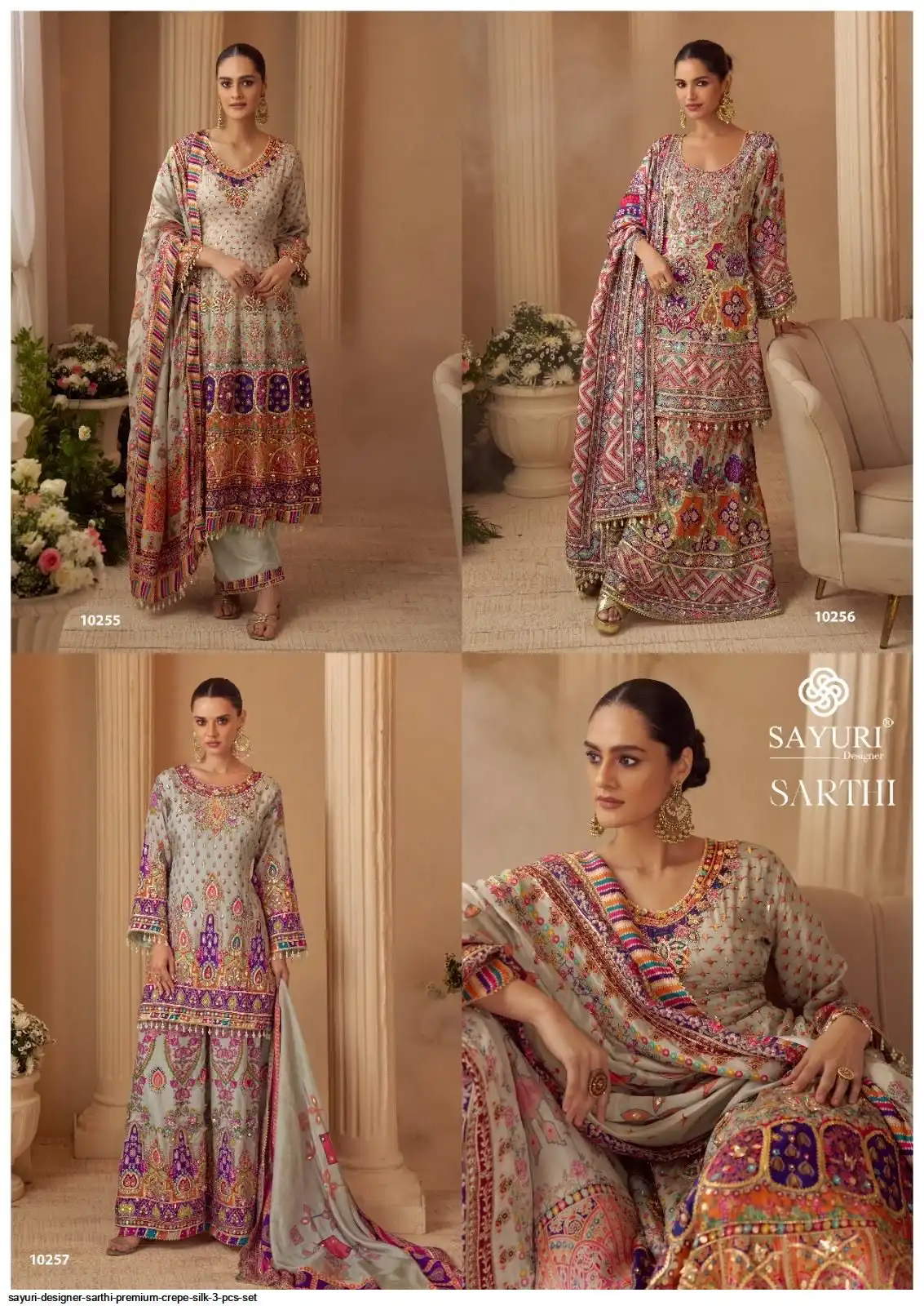 SAYURI DESIGNER SARTHI PREMIUM CREPE SILK 3 PCS SET