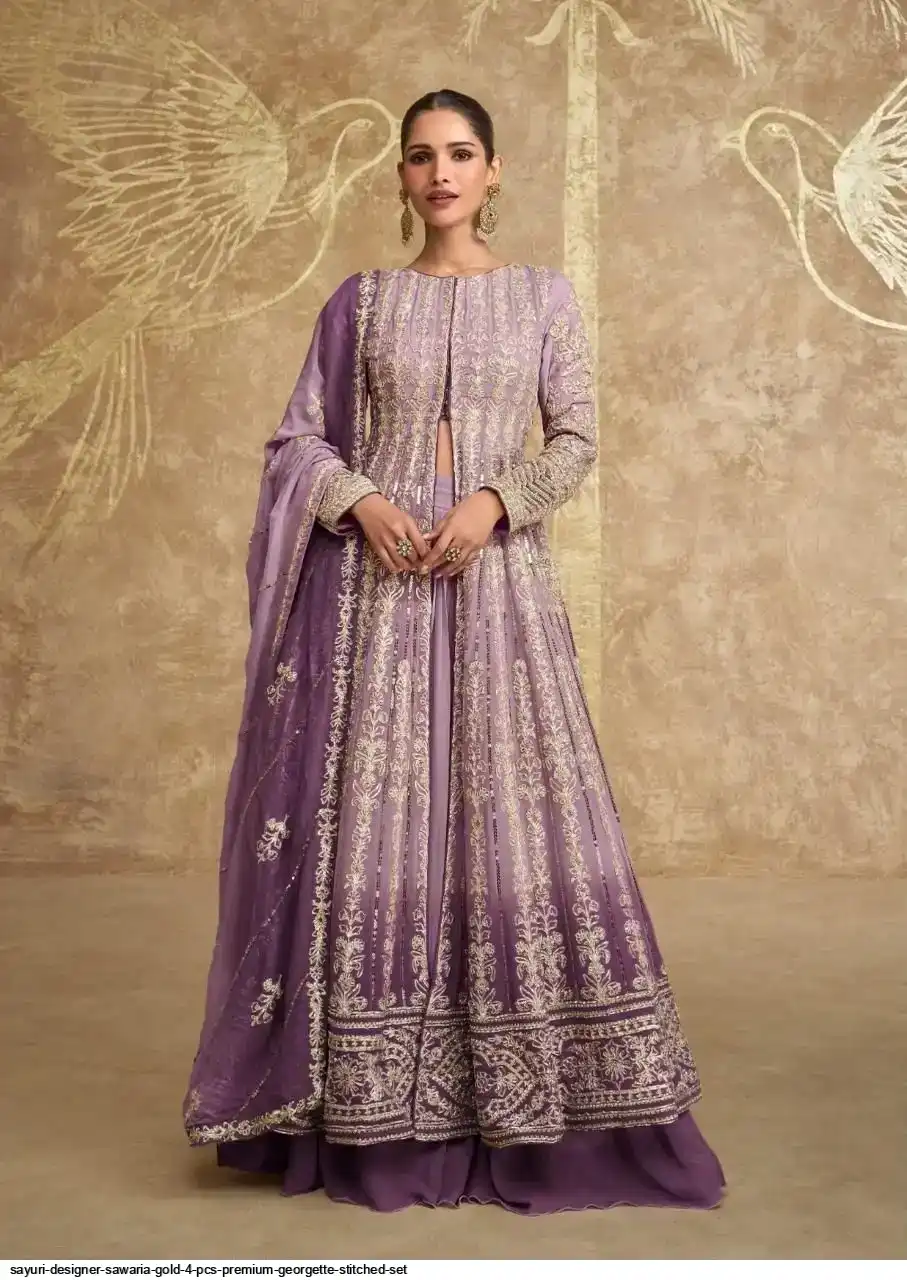 SAYURI DESIGNER SAWARIA GOLD 4 PCS PREMIUM GEORGETTE STITCHED SET C