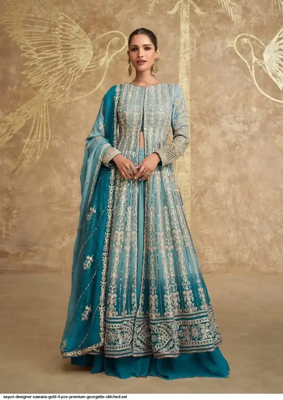 SAYURI DESIGNER SAWARIA GOLD 4 PCS PREMIUM GEORGETTE STITCHED SET B