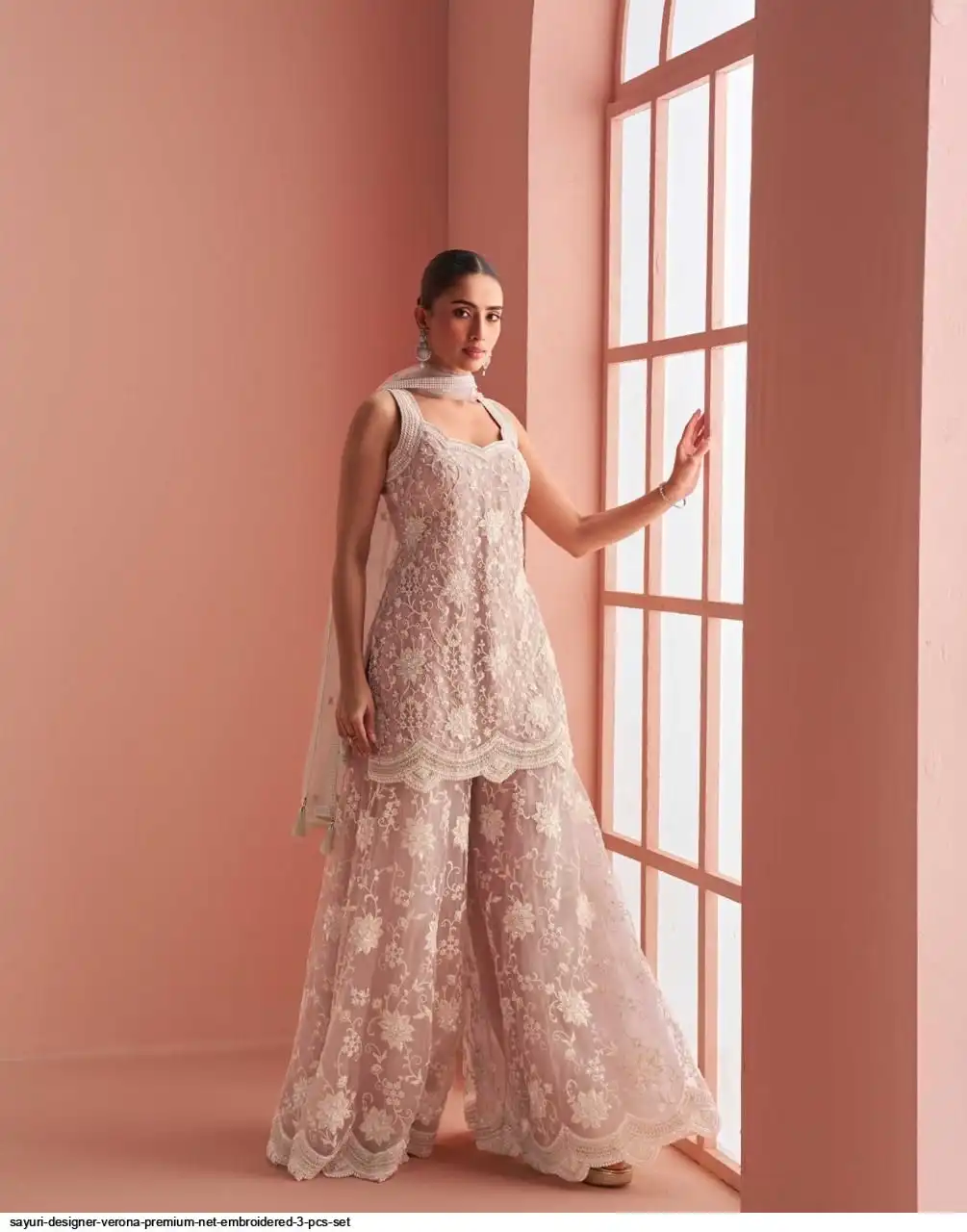 SAYURI DESIGNER VERONA PREMIUM NET EMBROIDERED 3 PCS SET 10088