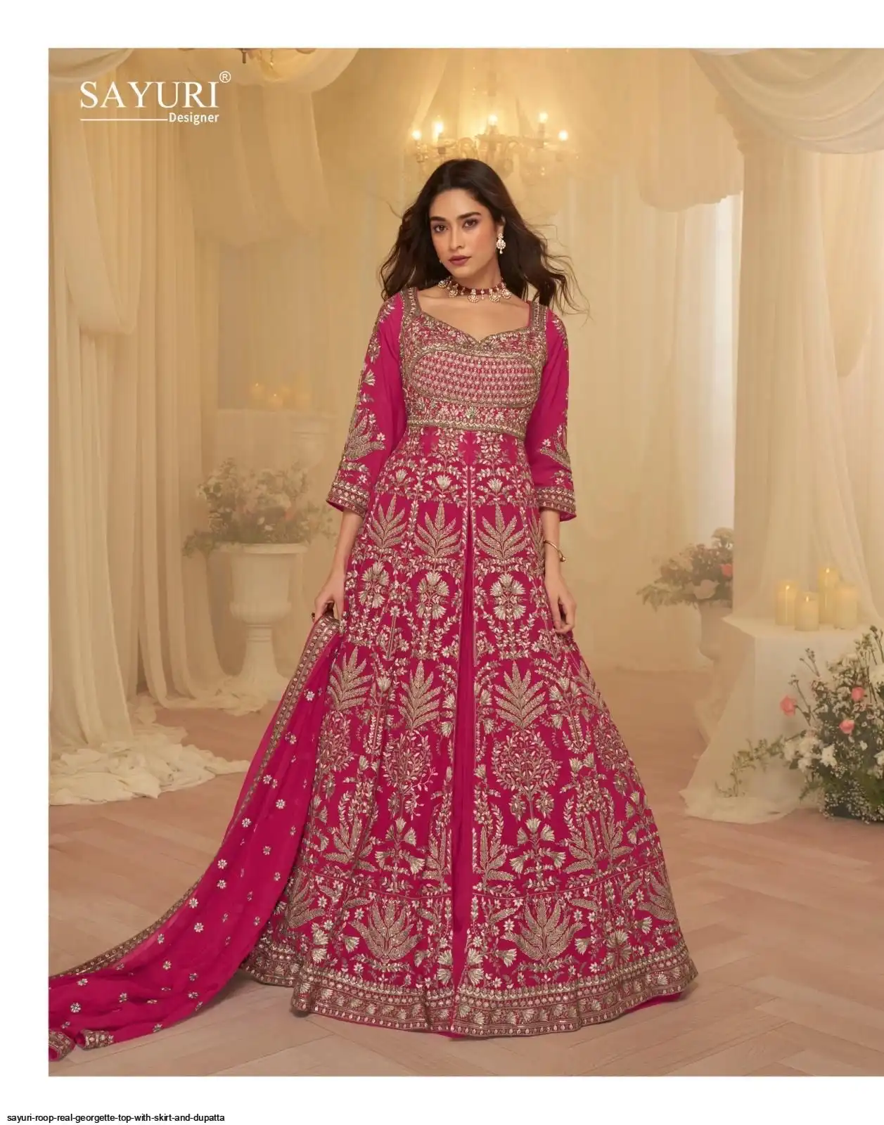 SAYURI ROOP REAL GEORGETTE TOP WITH SKIRT AND DUPATTA 10175