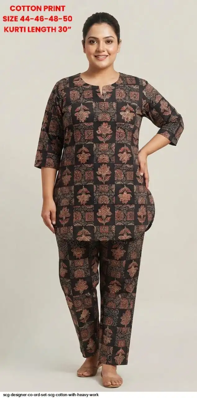 SCG DESIGNER CO ORD SET SCG COTTON WITH HEAVY WORK