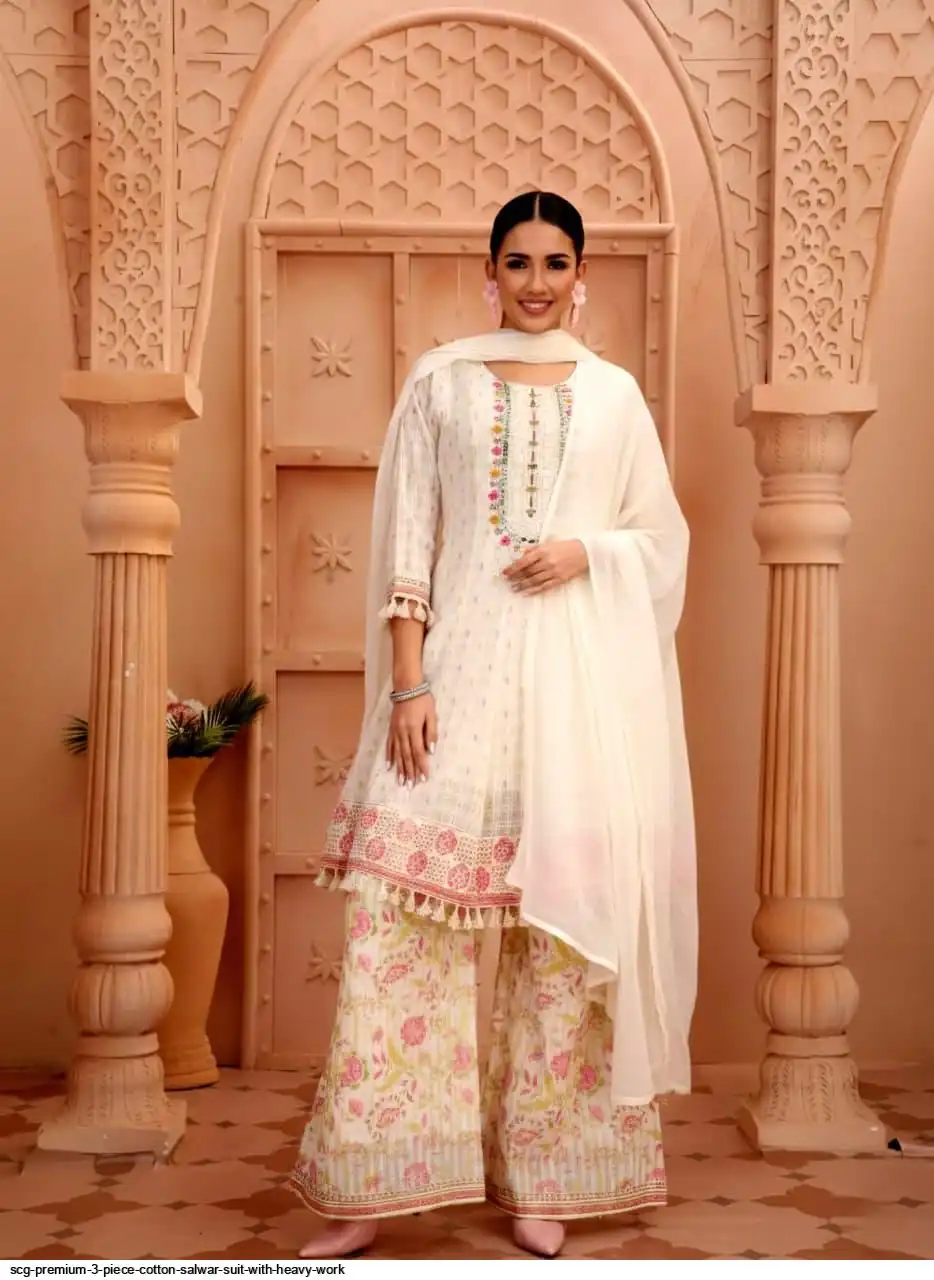 SCG PREMIUM 3 PIECE COTTON SALWAR SUIT WITH HEAVY WORK J