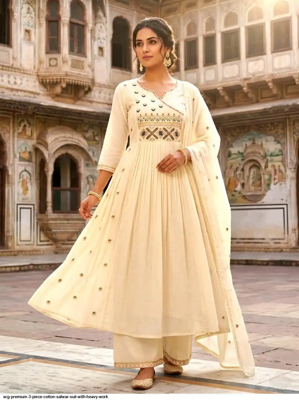SCG PREMIUM 3 PIECE COTTON SALWAR SUIT WITH HEAVY WORK I