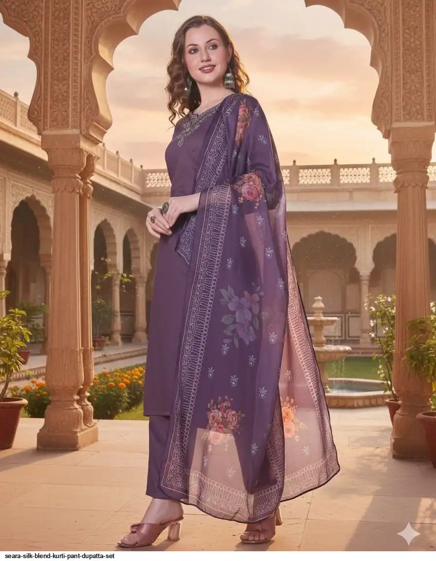 SEARA SILK BLEND EMBROIDERY WORK KURTI PANT B