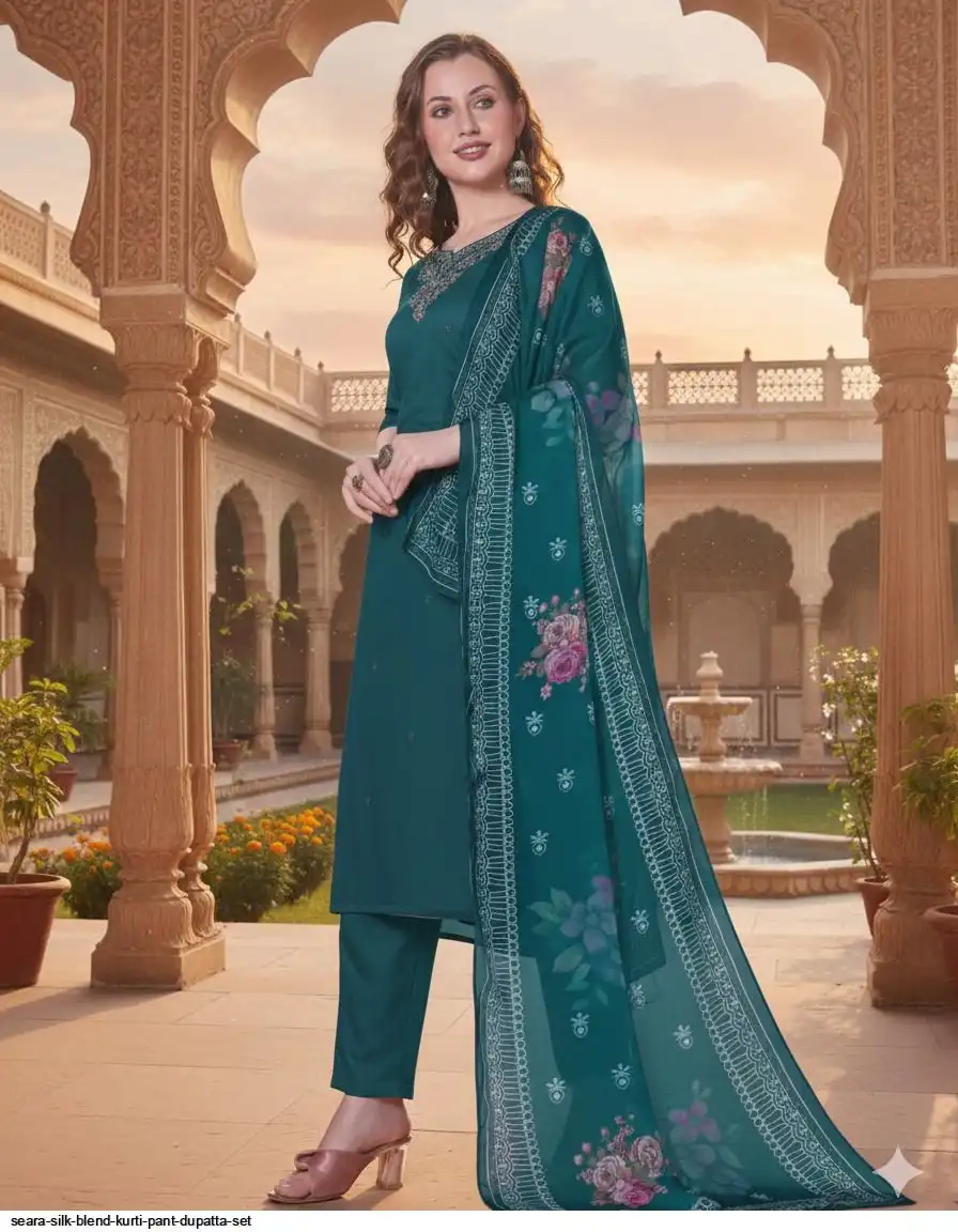SEARA SILK BLEND EMBROIDERY WORK KURTI PANT A