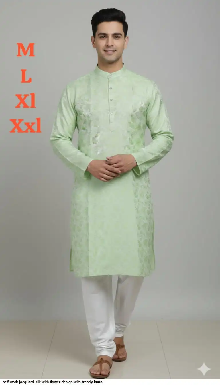 SELF WORK JACQUARD SILK WITH FLOWER DESIGN WITH TRENDY KURTA 3