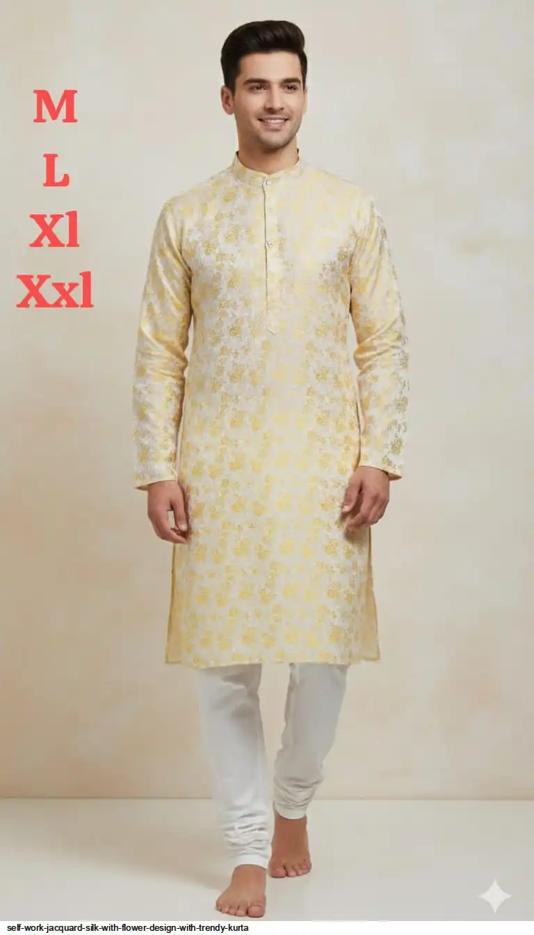SELF WORK JACQUARD SILK WITH FLOWER DESIGN WITH TRENDY KURTA 5