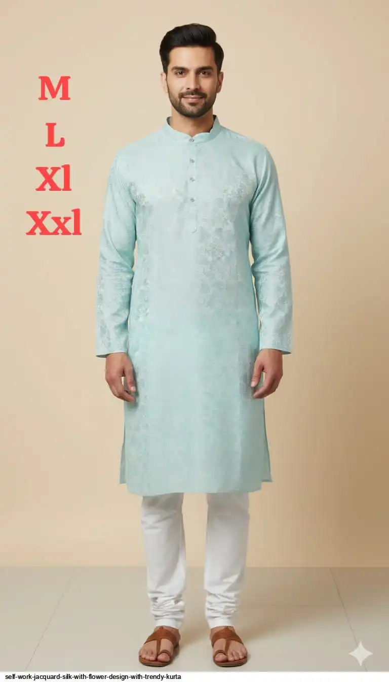 SELF WORK JACQUARD SILK WITH FLOWER DESIGN WITH TRENDY KURTA 2