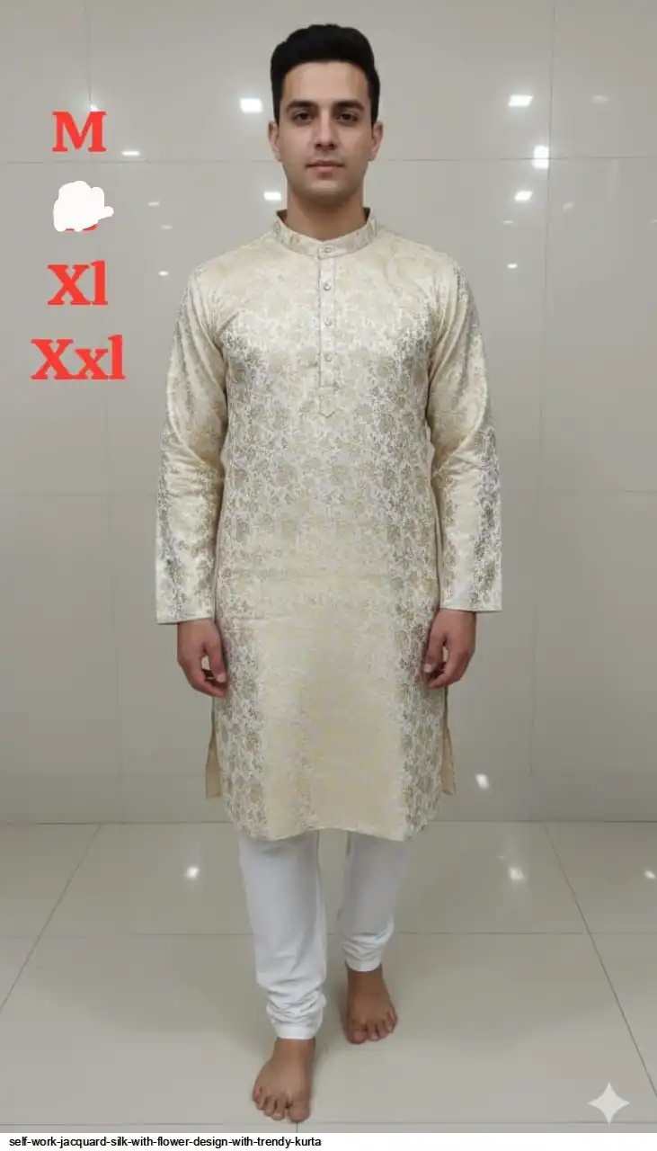 SELF WORK JACQUARD SILK WITH FLOWER DESIGN WITH TRENDY KURTA 6
