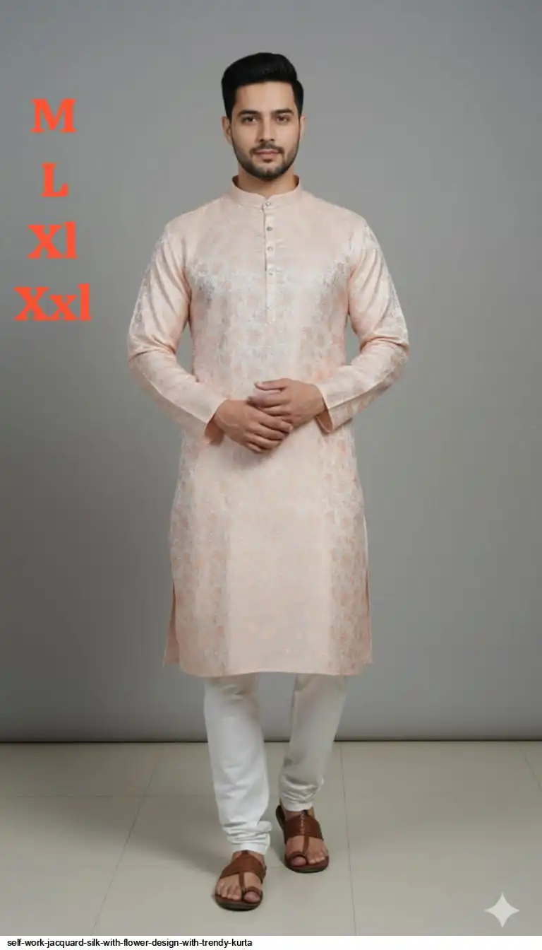 SELF WORK JACQUARD SILK WITH FLOWER DESIGN WITH TRENDY KURTA 4