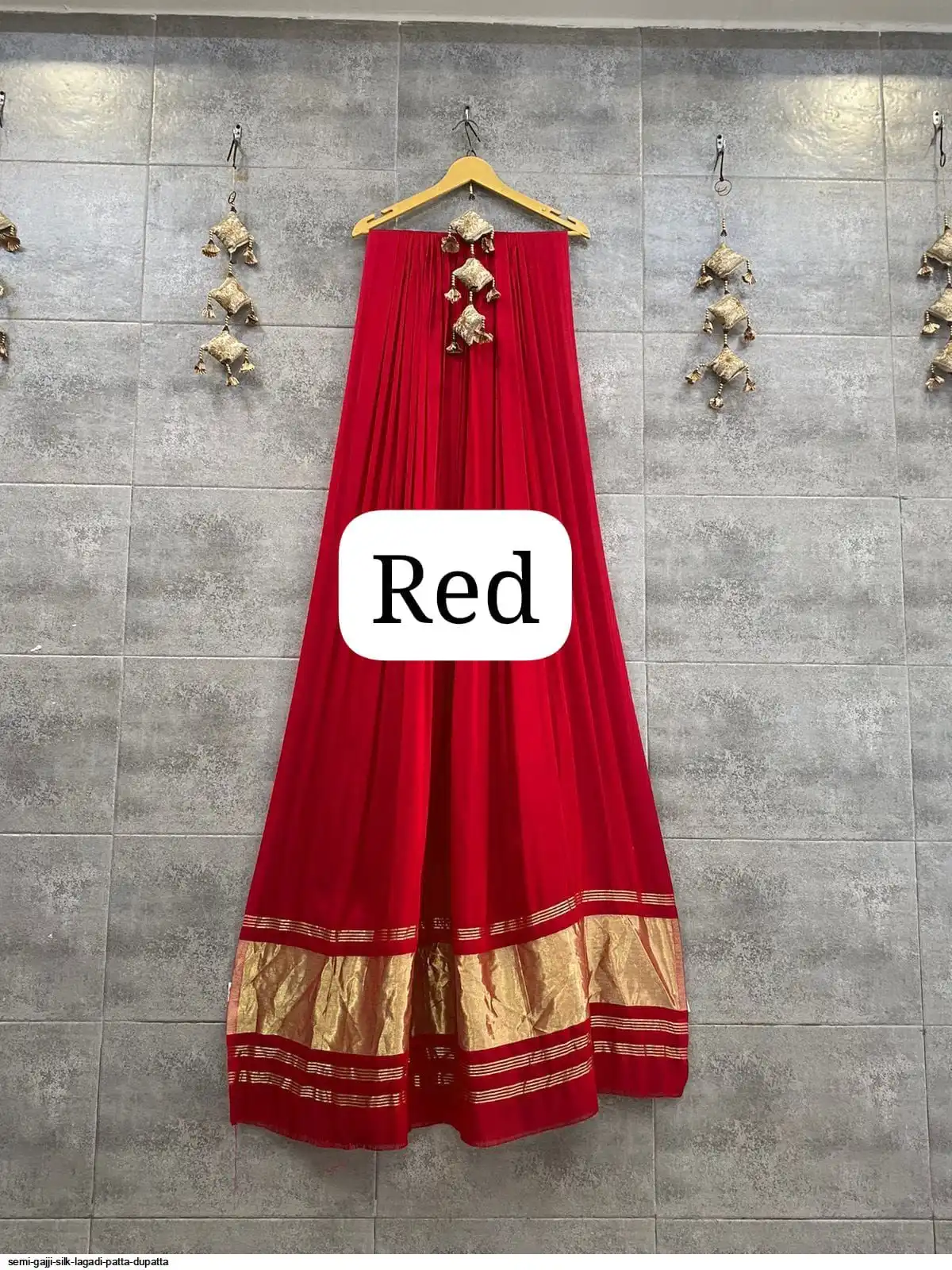 SEMI GAJJI SILK LAGADI PATTA DUPATTA 10