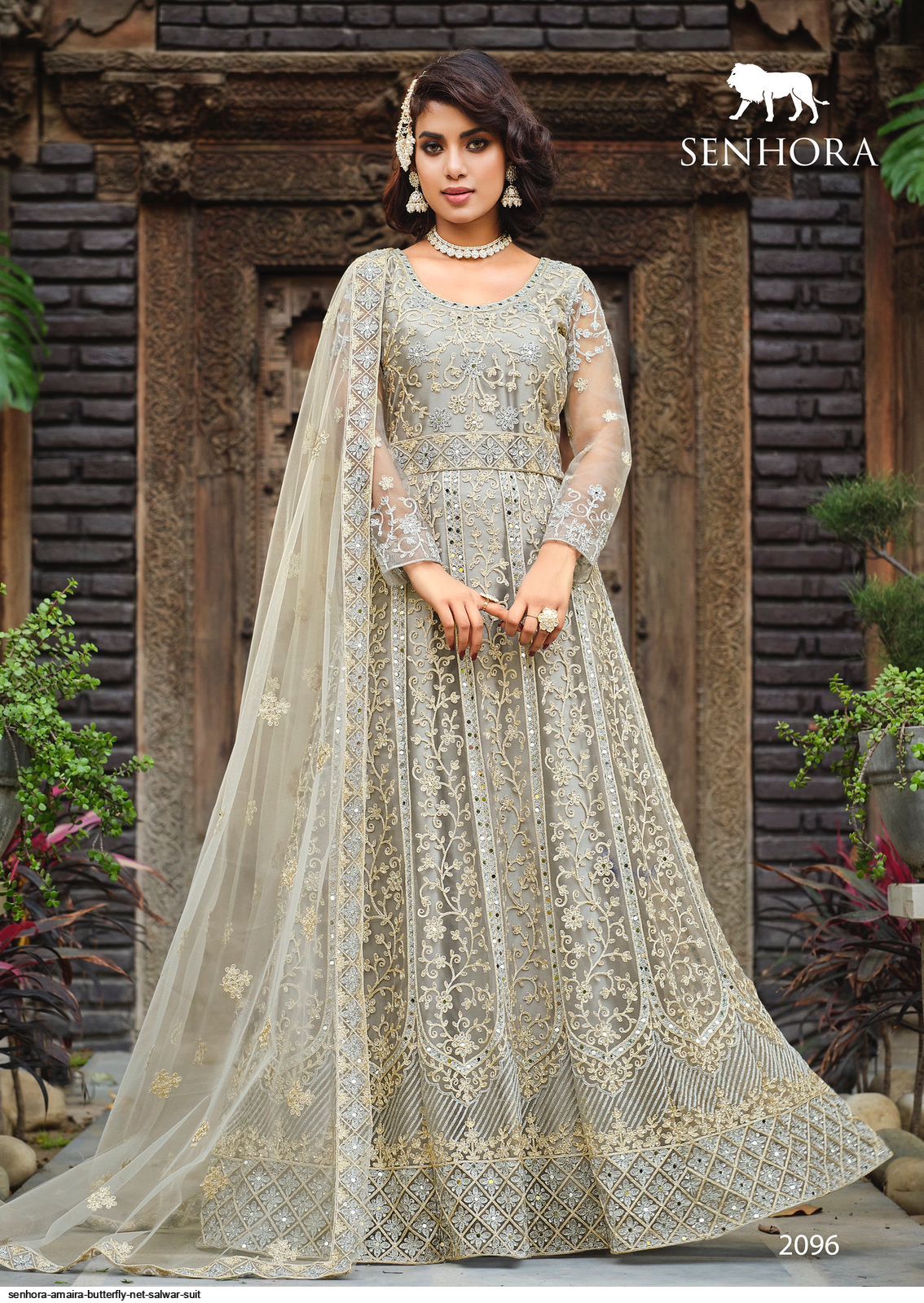 Buy Amiira Women's Net Grey Color Paint Salwar Suit at