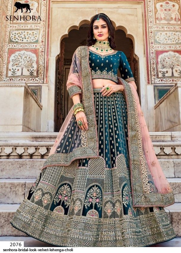 senhora bridal look velvet lehenga choli