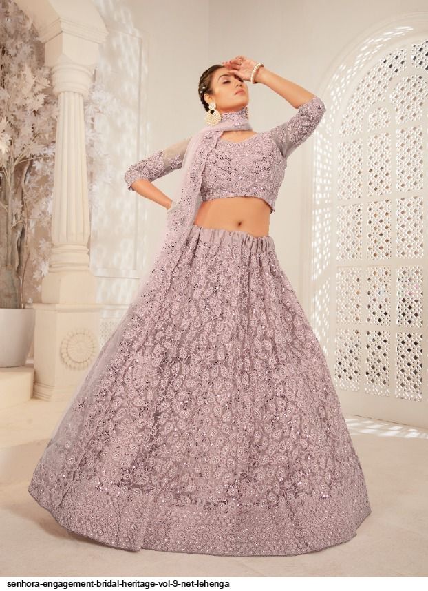 Bold Floral Designed Green x Pink Crop top with Lehenga with Classy and  Royal Grey colored Bandhgala Jodhpuri