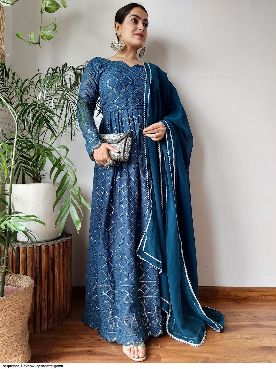 lucknowi maxi dress Khwaab Lucknowi Chikankari Gown White Cotton  Chikirpolo
