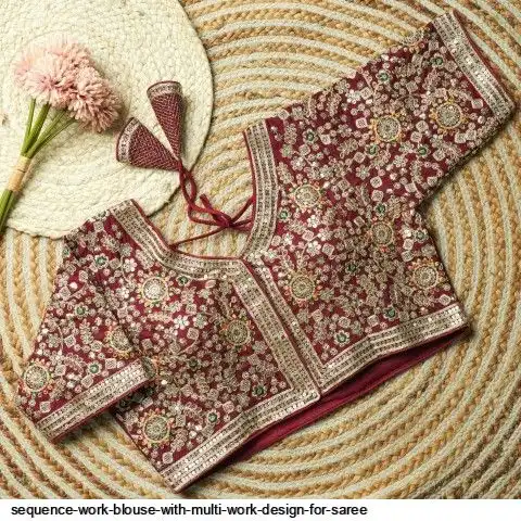 SEQUENCE WORK BLOUSE WITH MULTI WORK DESIGN FOR SAREE C