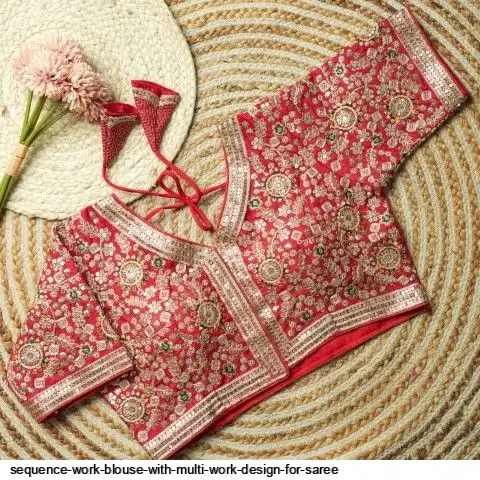 SEQUENCE WORK BLOUSE WITH MULTI WORK DESIGN FOR SAREE D