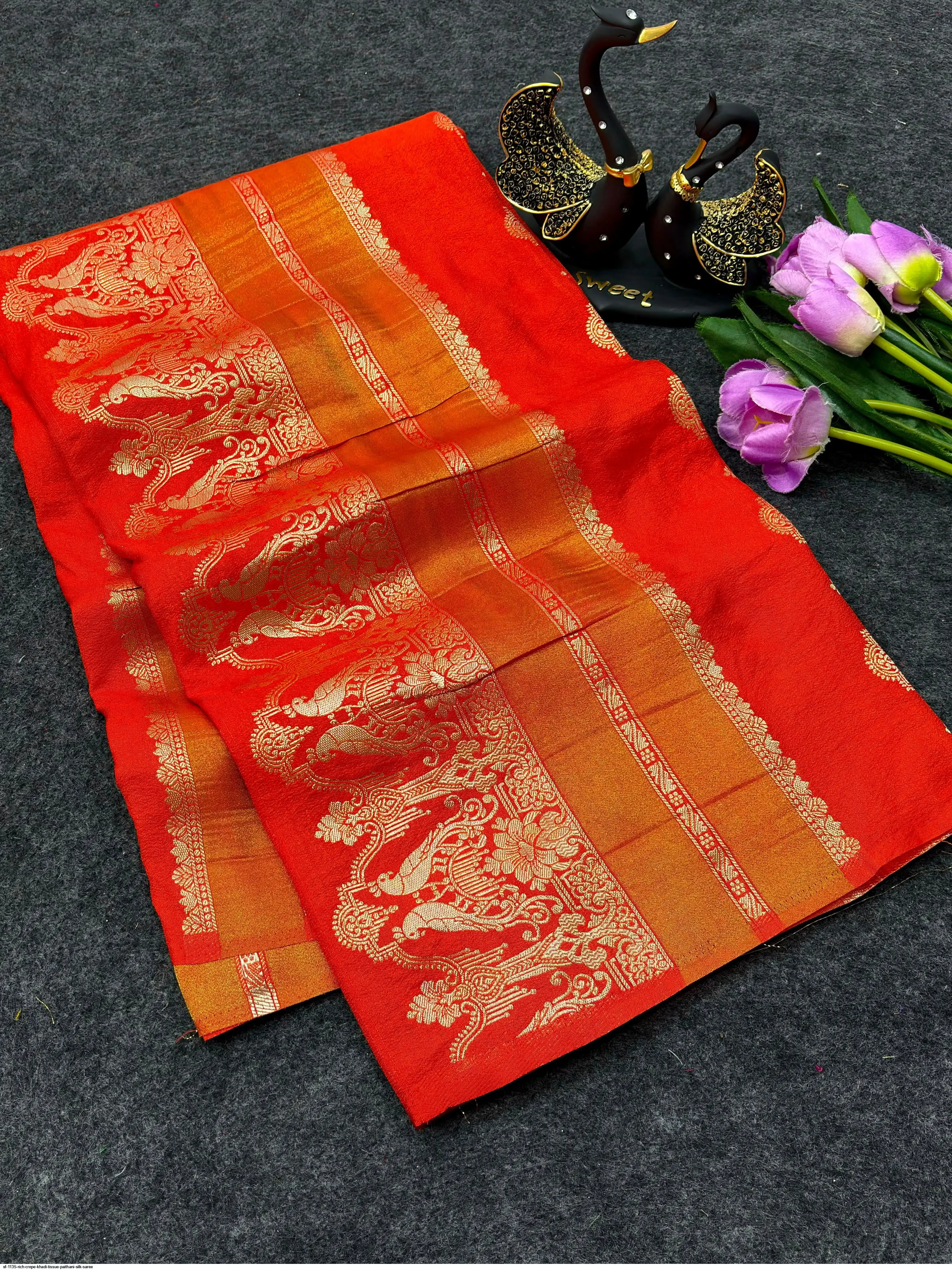 SF 1135 RICH CREPE KHADI TISSUE PAITHANI SILK SAREE 1