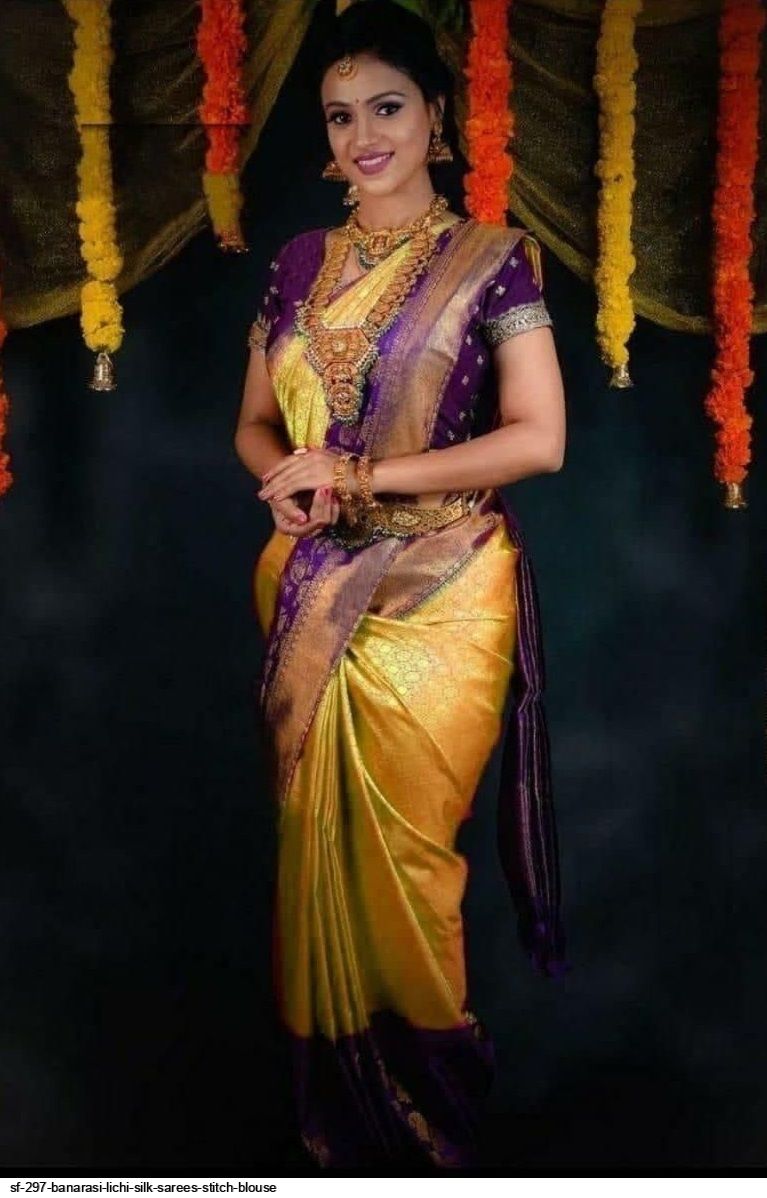 SF 297 BANARASI LICHI SILK SAREES STITCH BLOUSE