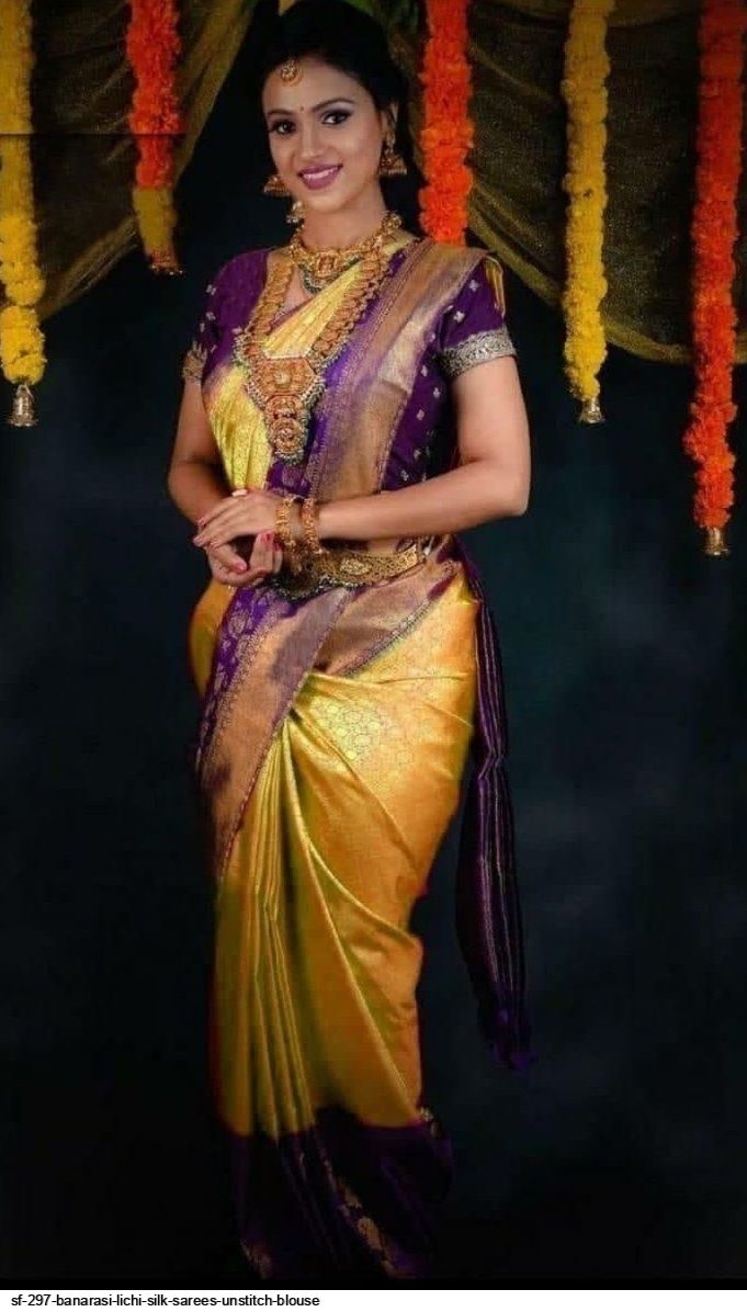 SF 297 BANARASI LICHI SILK SAREES UNSTITCH BLOUSE