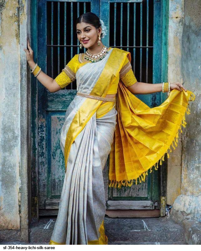 SF 354 HEAVY LICHI SILK SAREE