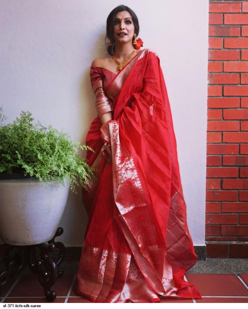 WEDDING LOOK LICHI SILK BANARASI SAREES