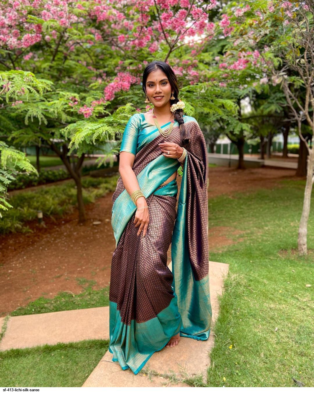 SF 413 LICHI SILK SAREE