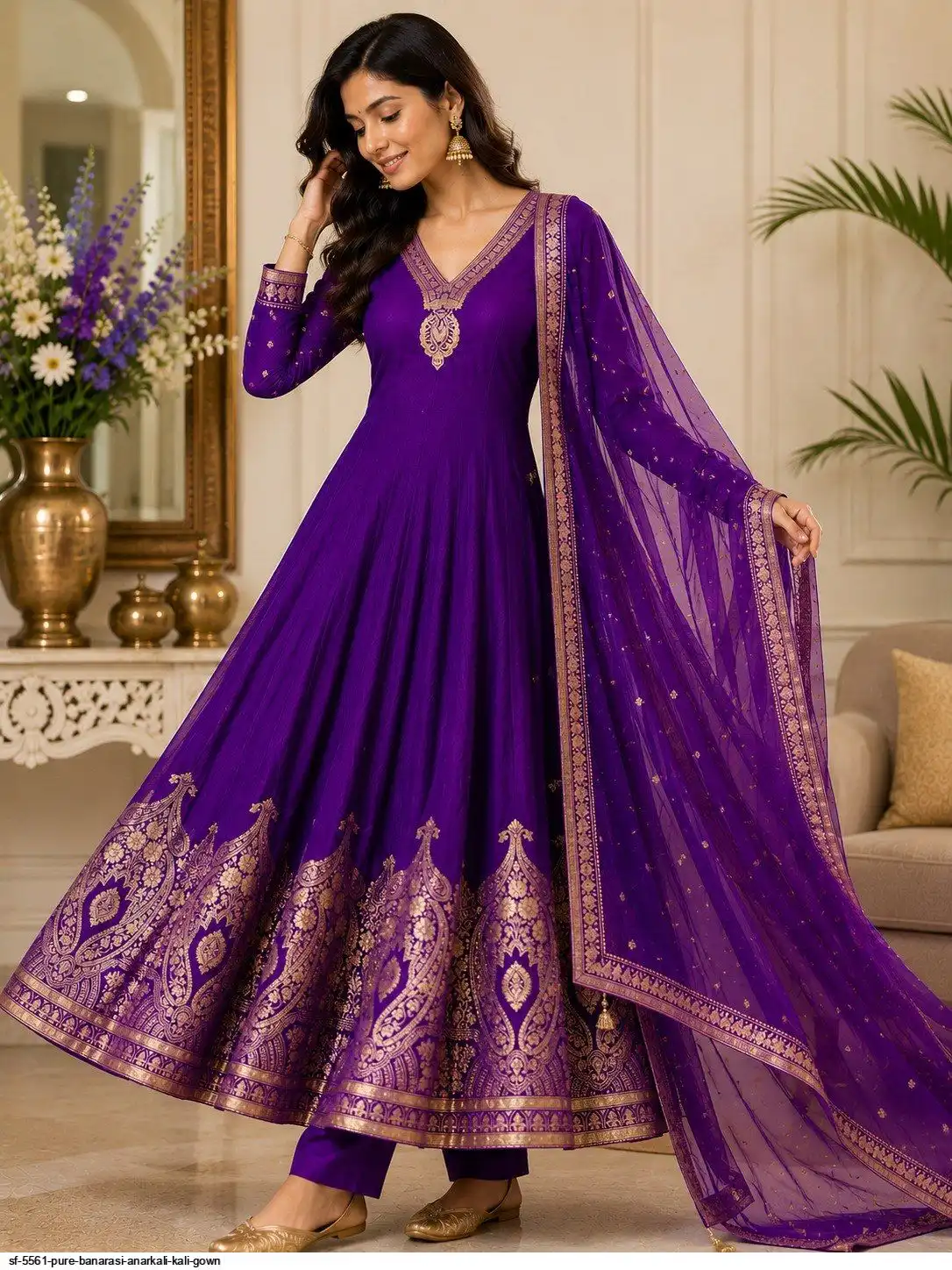 SF 5561 PURE BANARASI ANARKALI KALI GOWN 2