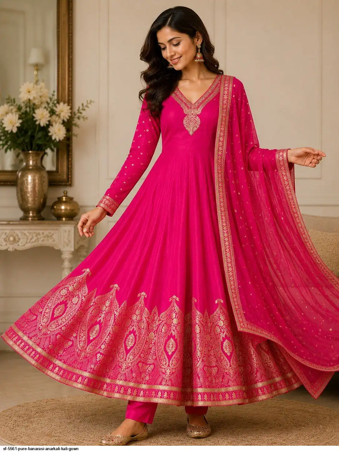 SF 5561 PURE BANARASI ANARKALI KALI GOWN 1