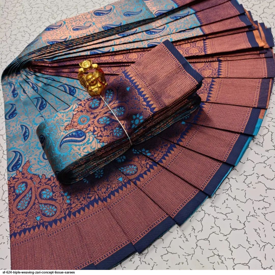 SF 624 TRIPLE WEAVING ZARI CONCEPT TISSUE SAREES A