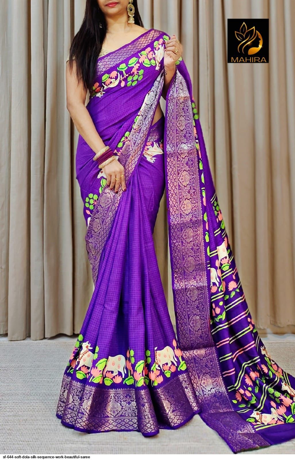 SF 644 SOFT DOLA SILK SEQUENCE WORK BEAUTIFUL SAREE E
