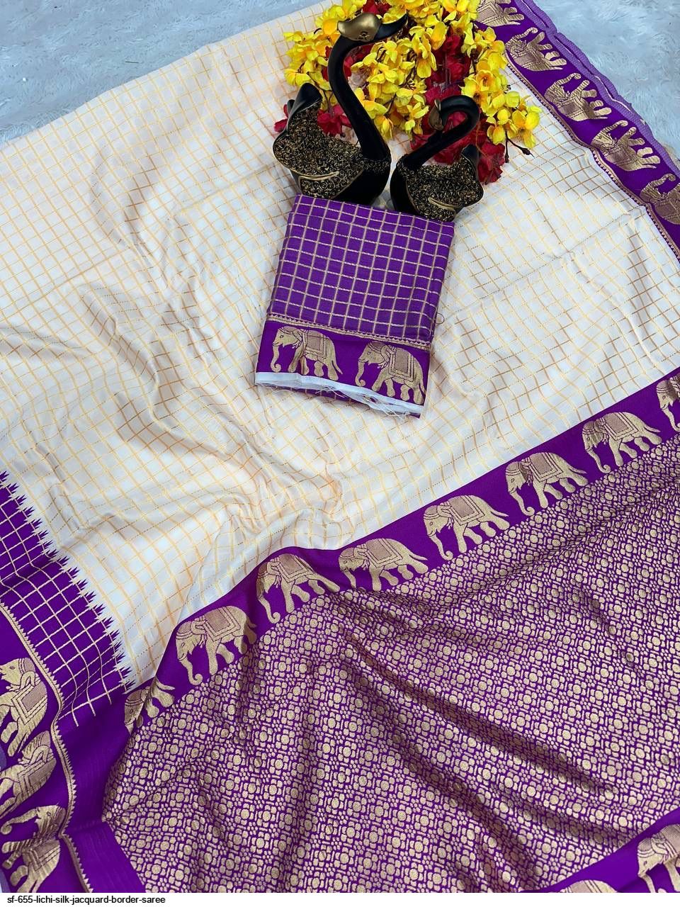 Elegant Lichi Silk Saree with Rich Art Silk Jacquard Border