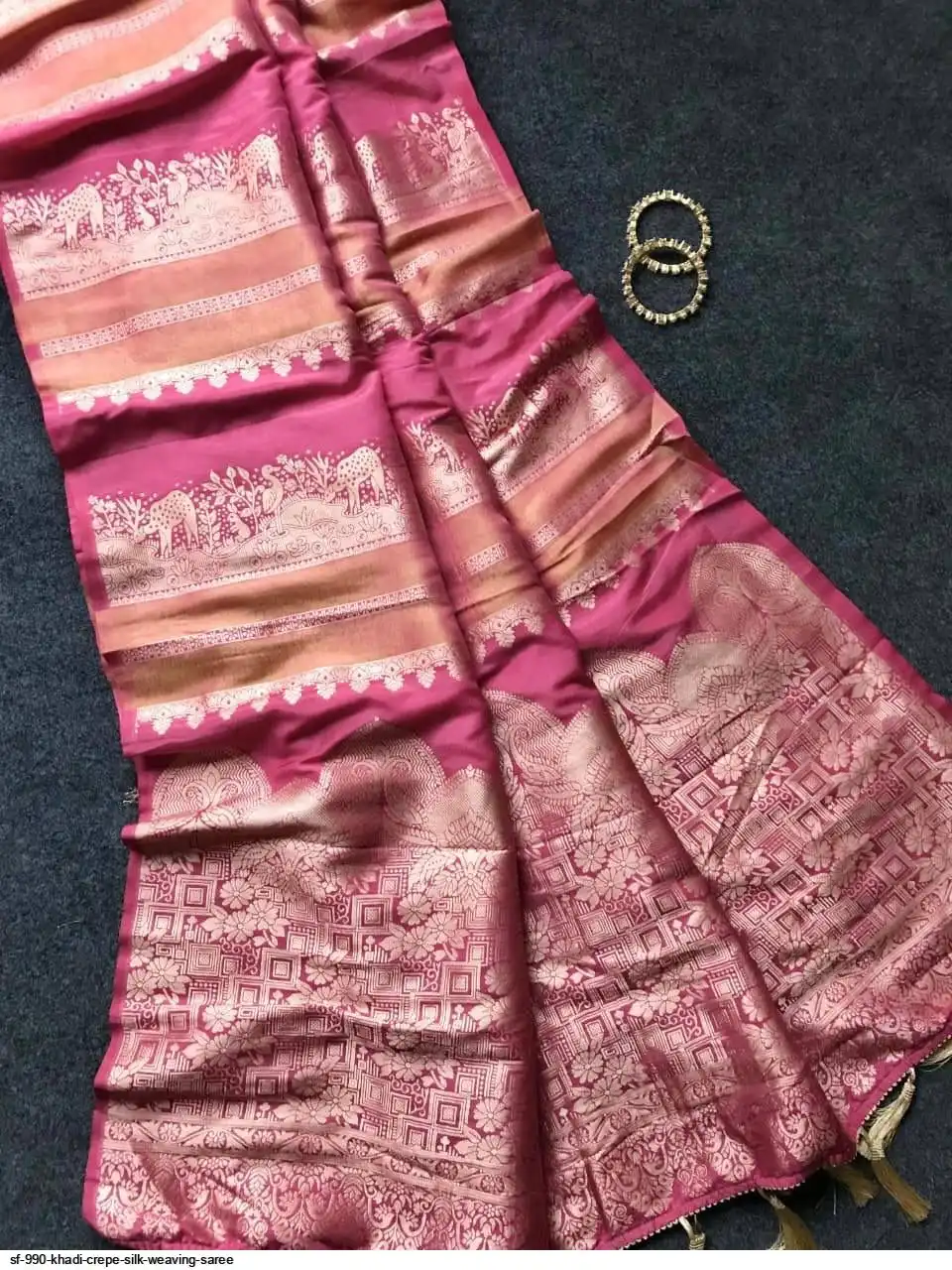 SF 990 KHADI CREPE SILK WEAVING SAREE E