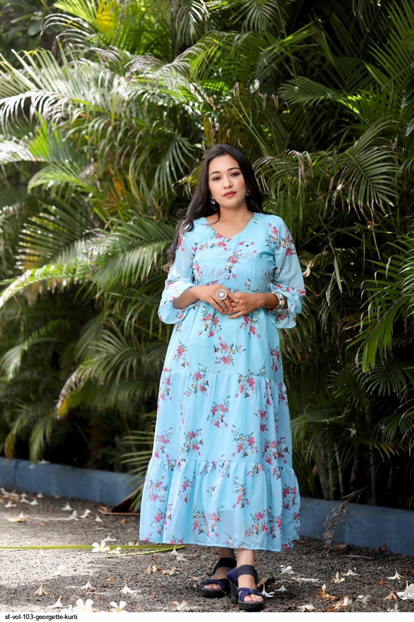 Ada Women Hand Embroidered Grey Georgette Lucknow Chikan Kurta With Slip -  A411358 - Ada - 3720199