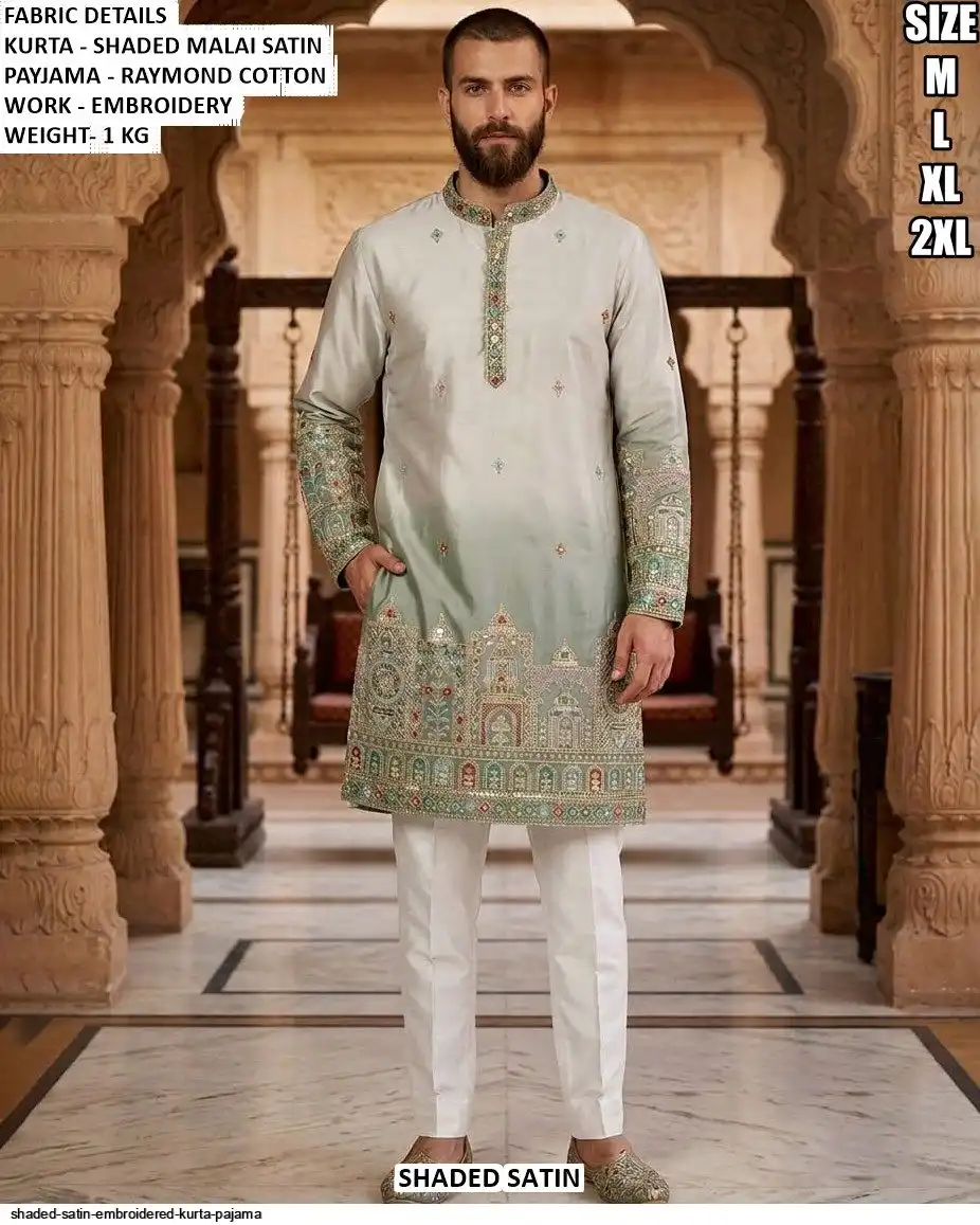 SHADED SATIN EMBROIDERED KURTA PAJAMA B