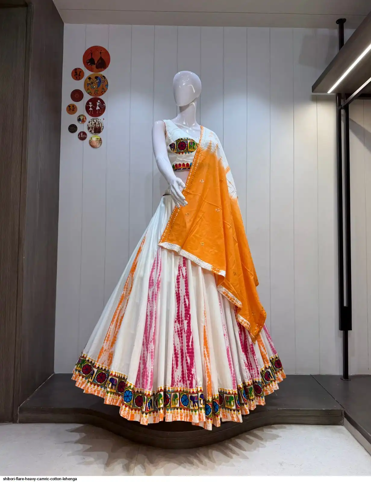 SHIBORI FLARE HEAVY CAMRIC COTTON LEHENGA 2