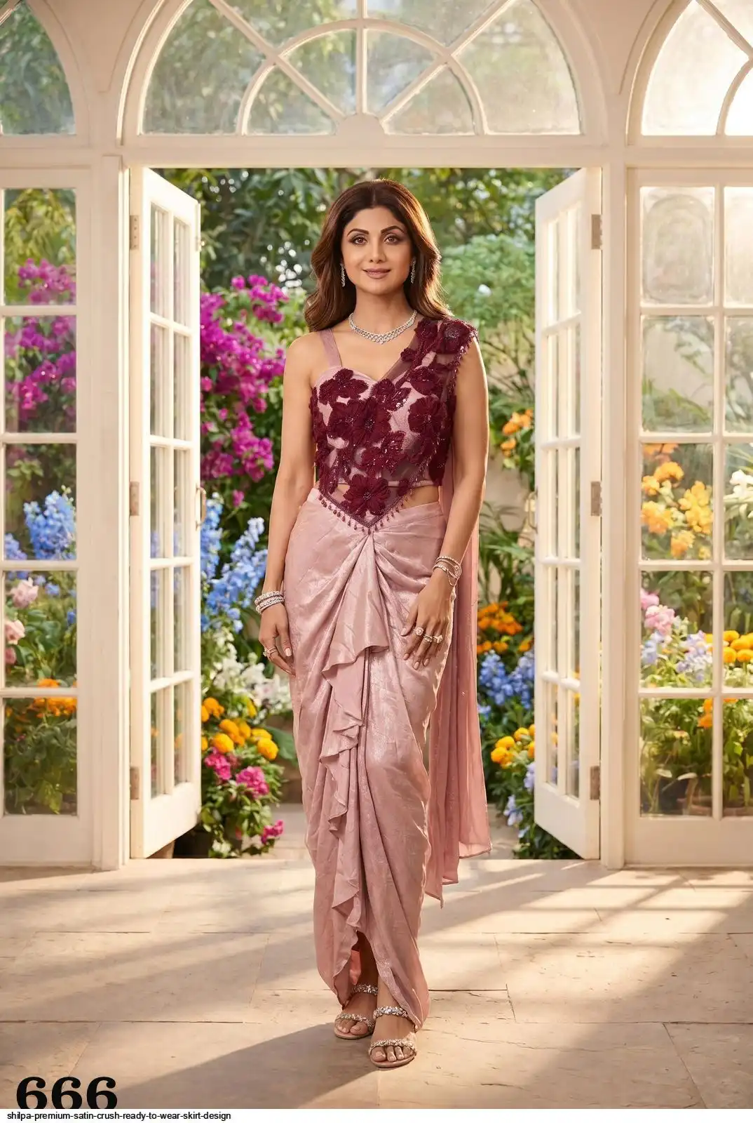 SHILPA PREMIUM SATIN CRUSH READY TO WEAR SKIRT DESIGN WEDDING WEAR 666