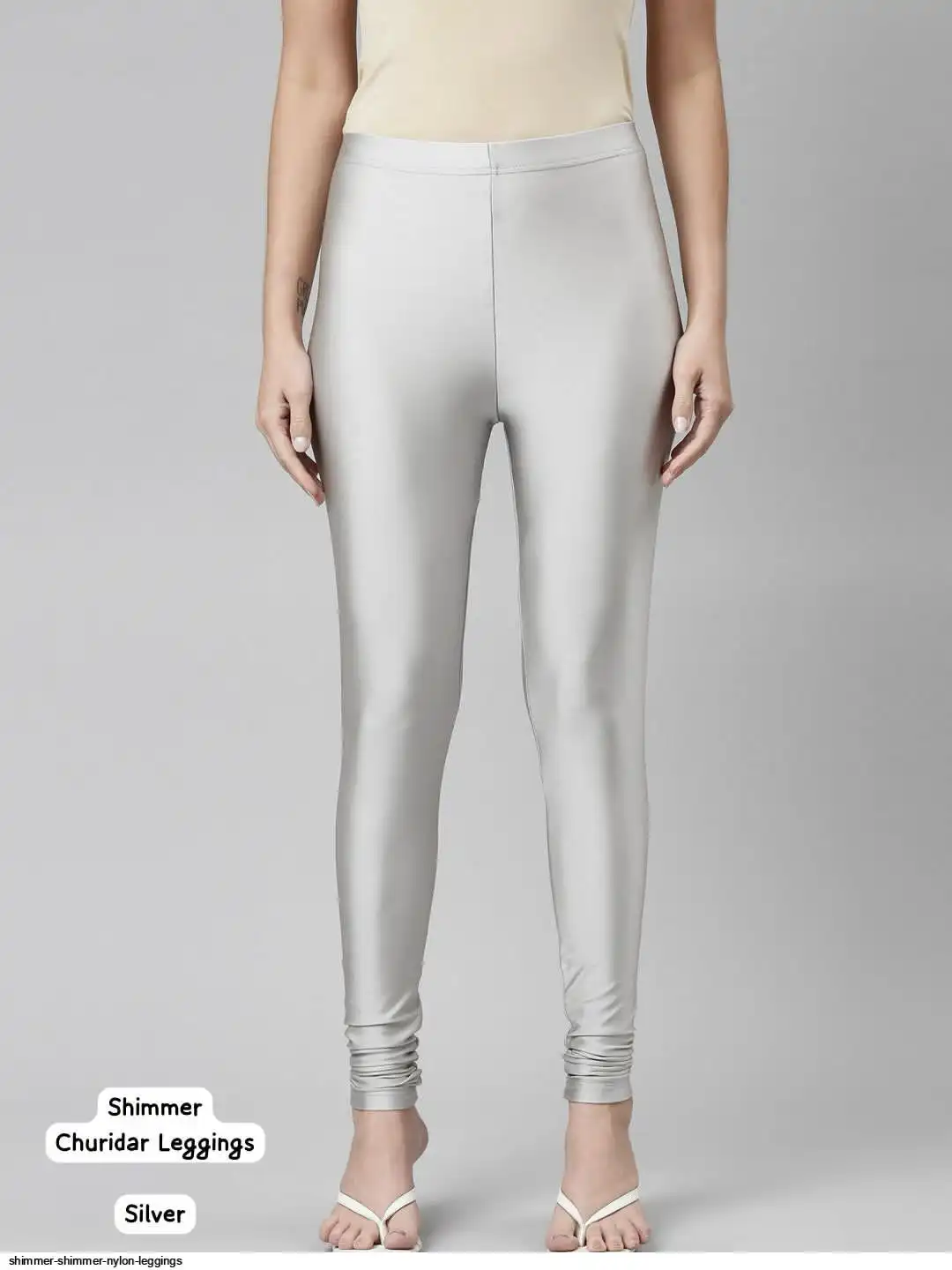SHIMMER CHURIDAR LENGTH NYLON LEGGINGS B