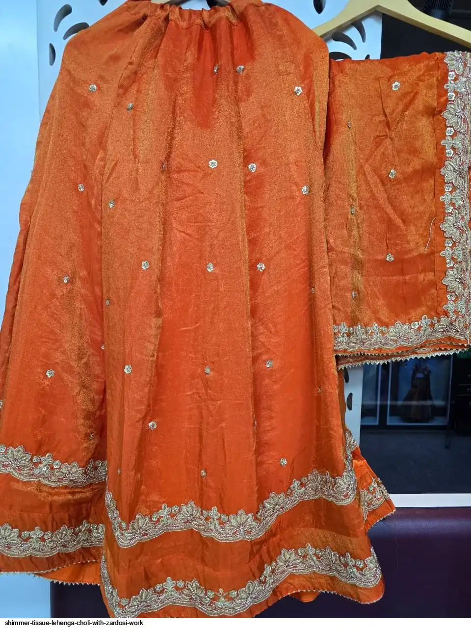 SHIMMER TISSUE LEHENGA CHOLI WITH ZARDOSI WORK 3