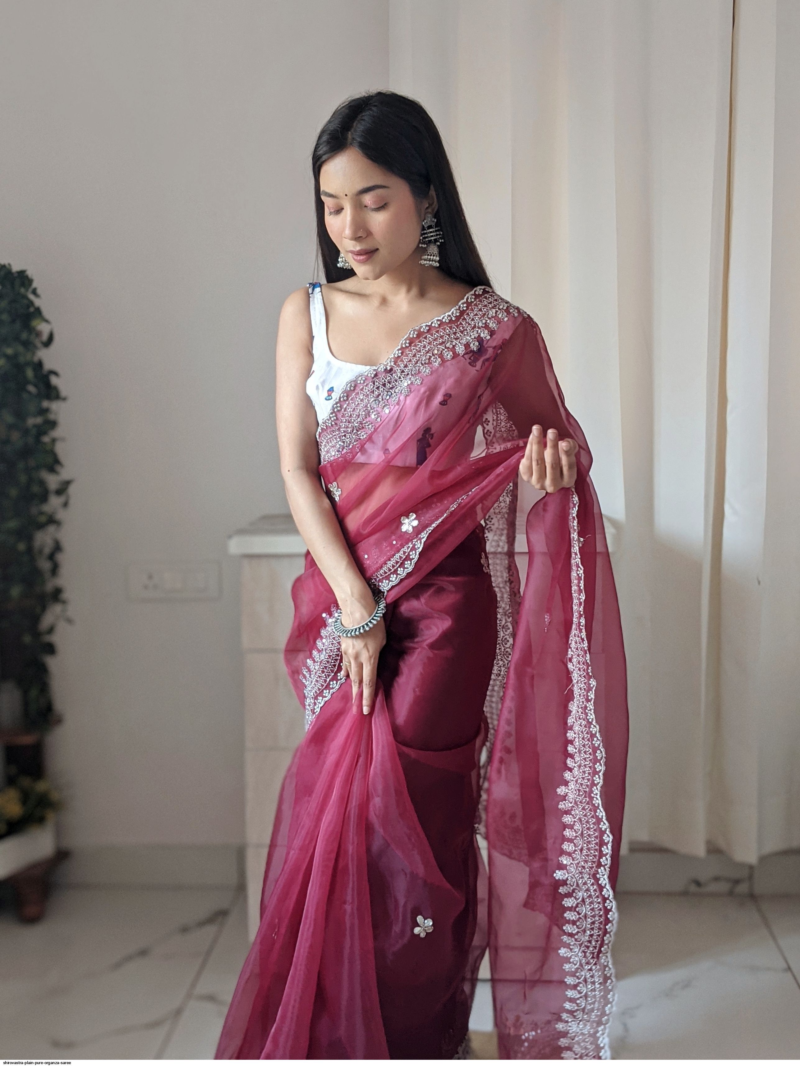 SHIROVASTRA PLAIN pure organza saree