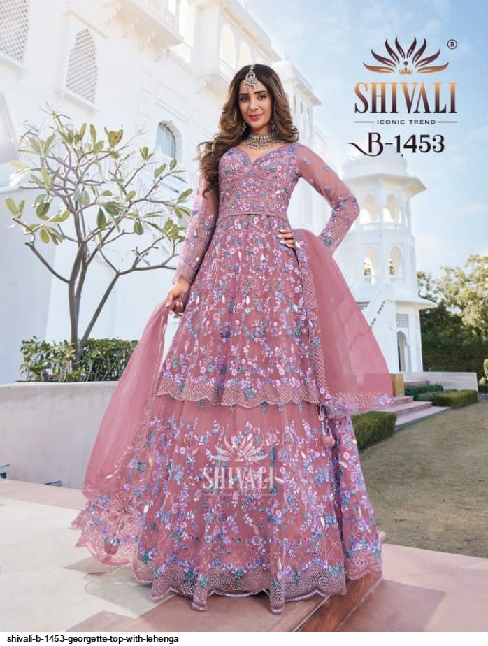 SHIVALI B 1453 GEORGETTE TOP WITH LEHENGA