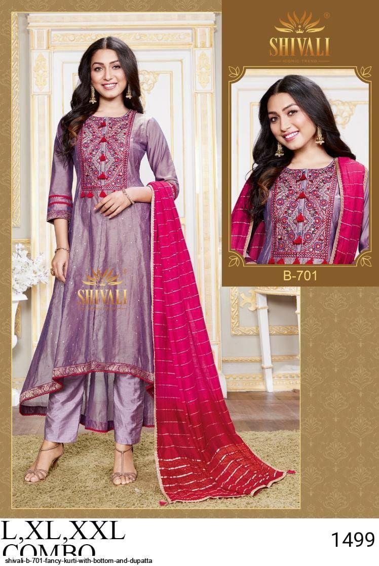 SHIVALI B 701 FANCY KURTI WITH BOTTOM AND DUPATTA