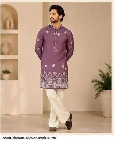 SHORT DAMAN ALLOVER WORK KURTA 2