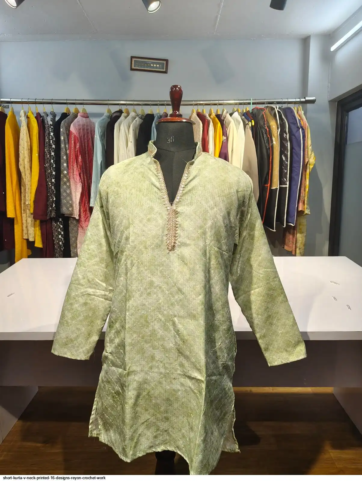 SHORT KURTA V NECK PRINTED 16 DESIGNS REYON CROCHET WORK B