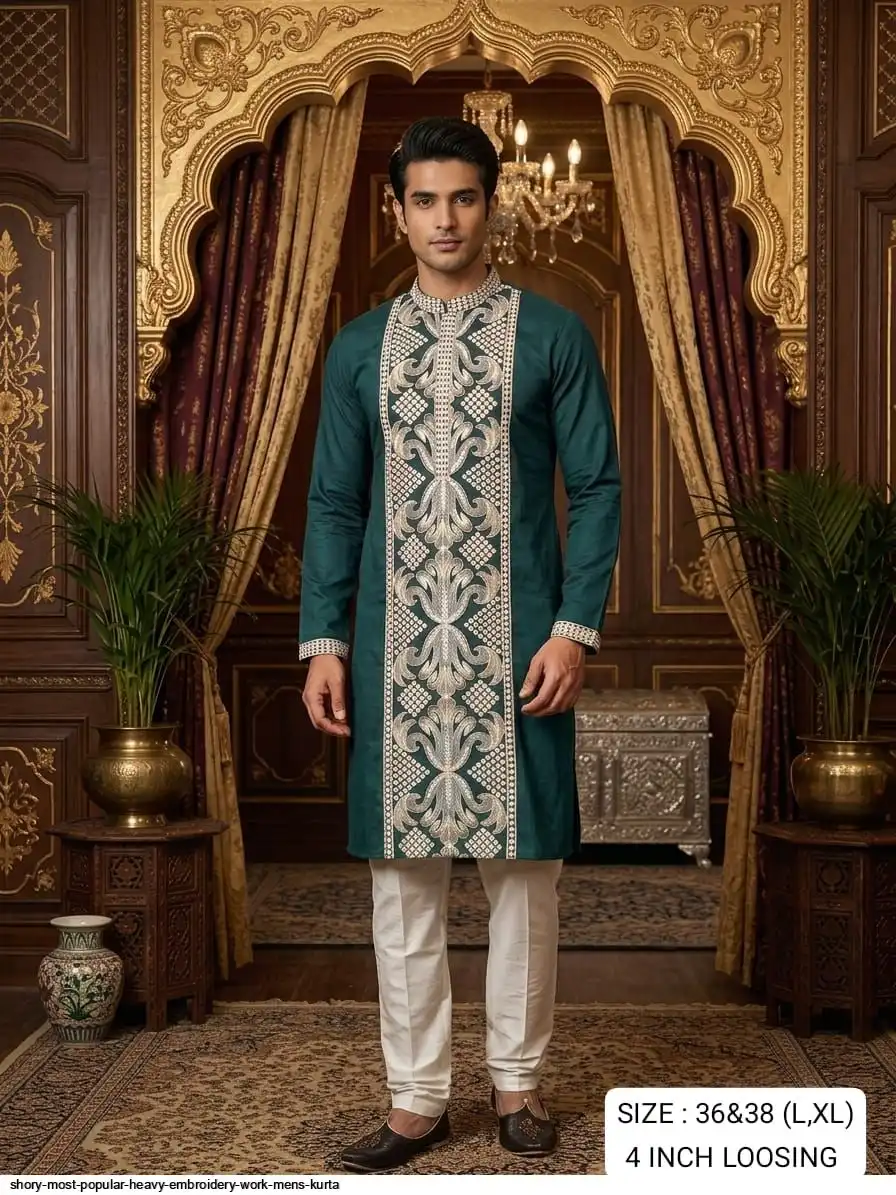 SHORY MOST POPULAR HEAVY EMBROIDERY WORK MENS KURTA C