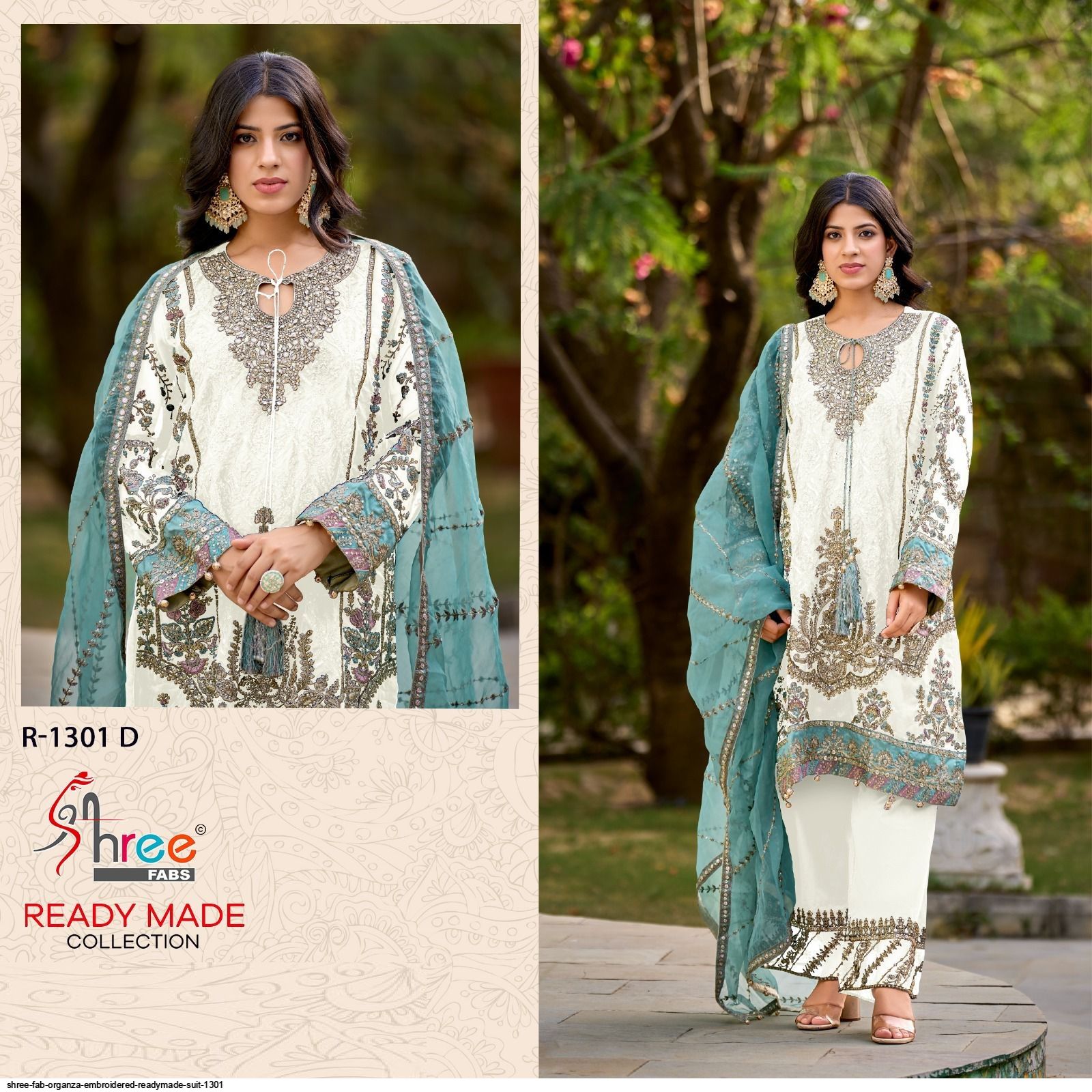 SHREE FAB ORGANZA EMBROIDERED READYMADE SUIT 1301