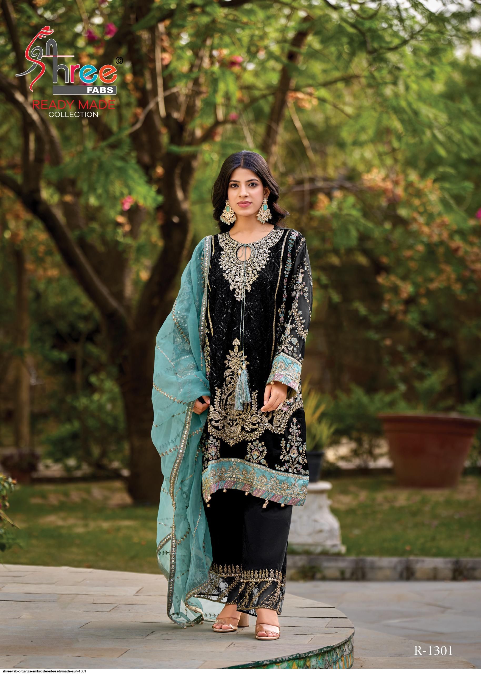 SHREE FAB ORGANZA EMBROIDERED READYMADE SUIT 1301