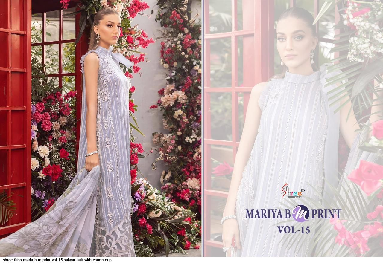 SHREE FABS MARIA B M PRINT VOL 15 SALWAR SUIT WITH COTTON DUP